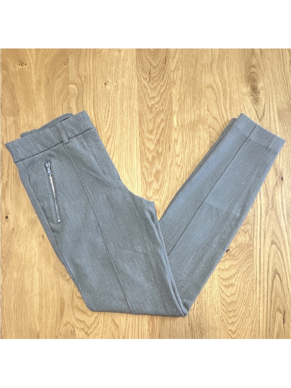 Express Women’s Gray Skinny High Rise Dress Pants Twill w/ Zip Pockets 28”
